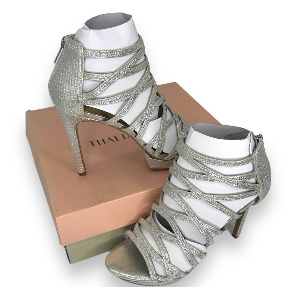 Thalia Sodi Silver Strappy High Heel Sandals